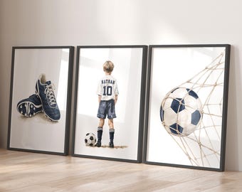 Personalised Football Player Artwork, Custom Name & Number, Football Bedroom Gifts for Boys, Choose Your Sports Player Style
