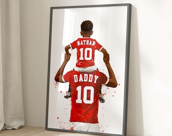 Personalised Football Gifts for Dad from Son, Custom Sports Wall Art, Fathers Day Present from Boy