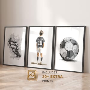 Personalized Soccer Gifts for Boys Bedroom Decor, Custom Soccer Jersey Name Print, Sports Wall Art, Football Prints (Digital Download)