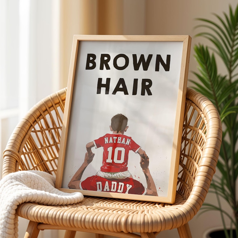 Regalos de fútbol personalizados para papá: Nombre, número y color de pelo personalizados - Regalo de padre e hijo para papá - Regalo del Día del Padre de parte de su hijo imagen 10
