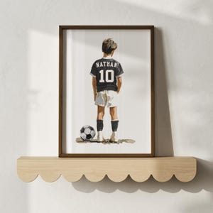Camisa de futebol personalizada: estilo aquarela, decoração para quarto de menino (download digital)