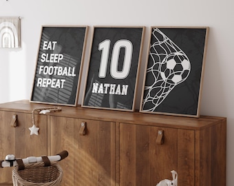 Custom Football Poster, Personalised Football Wall Art Prints, Black Boys Room Decor, Football Gift for Boys, Football Print, Football art