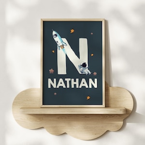 Personalized Space Poster: Boys Nursery Decor, Custom Name Print - Galaxy Gift (Digital Download)