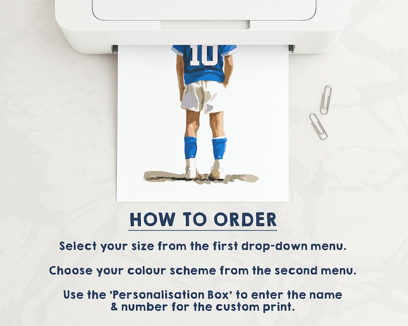 Personalisierter Fußballtrikot-Druck: Poster mit individuellem Namen und Nummer, Kinderzimmerdeko, Fußballgeschenk für Jungen, 3er-Set Sport-Wandbilder Bild 9