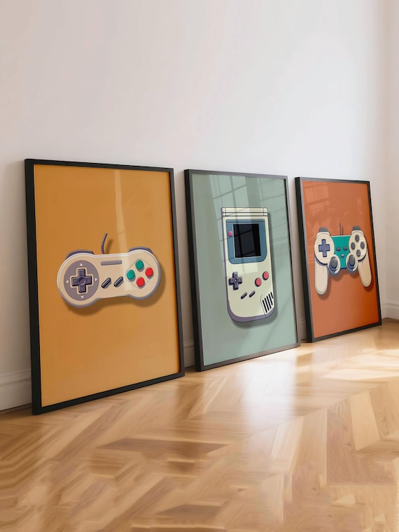 Retro Gaming Wall Art Prints, Set of 3 Vintage Gaming Wall Art, Gamer Wall Art, Boys Room Gamer Decor, Video Games Room Art, Gift for Gamer