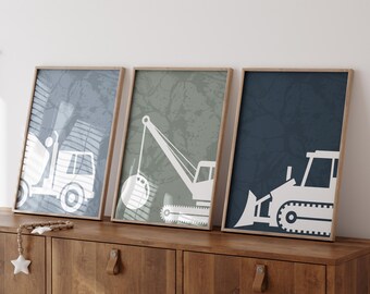 Construction Vehicle Prints: Kids Room Wall Art (Digital Download)