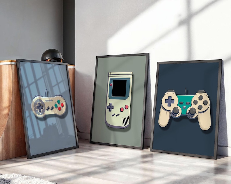 Retro Gaming Wall Art Prints, Set of 3 Vintage Gaming Wall Art, Gamer Wall Art, Boys Room Gamer Decor, Video Games Room Art, Gift for Gamer immagine 6