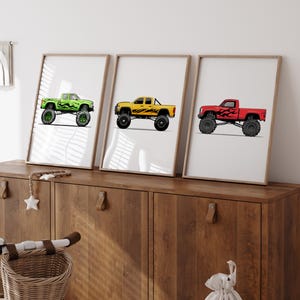Monster Truck Wall Art for Boys, Car Nursery Decor, Monster Truck Posters, Race Car Poster, Toddler Room Decor, Car Wall Art, Printable Art