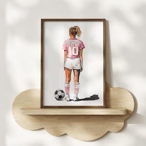 Personalized Soccer Gift for Girls Bedroom Decor, Soccer Prints, Soccer Wall Art, Custom Football Prints, Girls Football, Girls Soccer Art