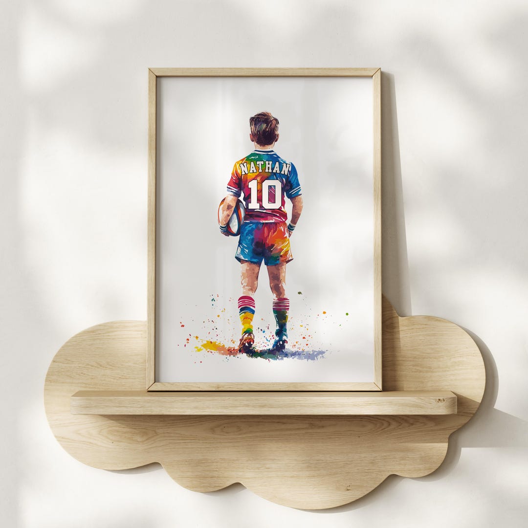 Personalized Rugby Poster: Watercolor Boys Bedroom Decor (digital ...