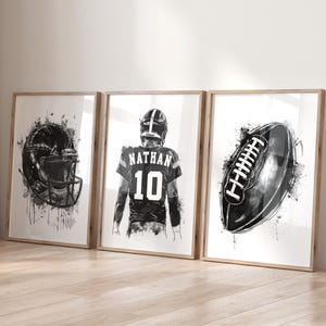 Personalized American Football Wall Art, Custom Football Jersey Print, Football Gift for Boys Room Sport Decor, Football Poster Gift for Him