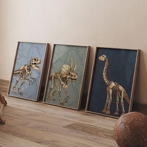Dinosaur Prints, Dinosaur Wall Art, Set of 3 Dinosaur Nursery Decor, Dinosaur Decor T-Rex Poster, Triceratops, Brontosaurus Digital Download