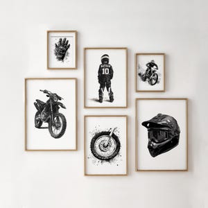 Personalized Motocross Prints, Set of 6 Dirt Bike Prints Motorcycle Print, Motocross Posters, Dirt Bike Wall Art, Boys Bedroom Decor