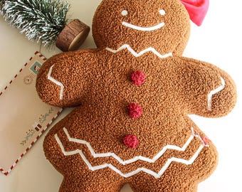 Peperkoekkussenkussen | Kerstdecoratie | Feestelijke pluche decoraties | Gezellige kerstdeken