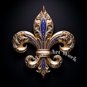 Luxury Fleur-De-Lis Symbol Art - Regal French Emblem Print - Noble Heraldic Metalwork Design Decor