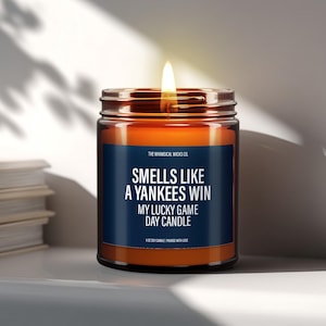 Yankees Candle Gift, Birthday Gift, Smells Like A Yankees Win, Gift For Husband, Soy Wax Candle, Gift For Dad, Game Day Gifts for Him image 1