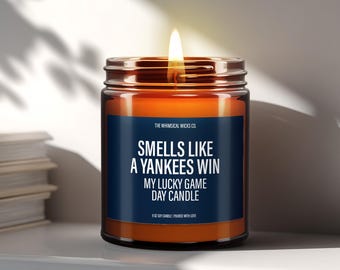 Yankees Candle Gift, Boyfriend Gift, Smells Like A Yankees Win, Gift For Husband, Soy Wax Candle, Gift For Dad, Game Day Gifts for Him