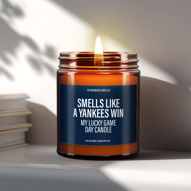 Yankees Candle Gift, Birthday Gift, Smells Like A Yankees Win, Gift For Husband, Soy Wax Candle, Gift For Dad, Game Day Gifts for Him image 1