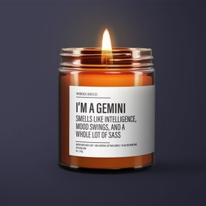 Funny Gemini Candle | Gemini Birthday Gift | Gemini Star Sign Candle | BFF Gift | Zodiac Gift Candle | Essential Oil Soy Wax Candle