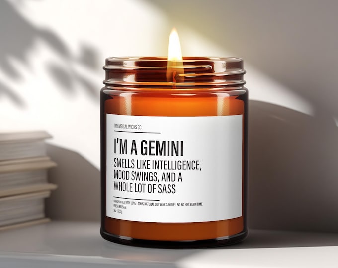 Funny Gemini Candle, Gemini Birthday Gift, Gemini Zodiac Gifts, Best Gifts For Her, Unique Birthday Candles, Home Fragrance, Astrology Gifts