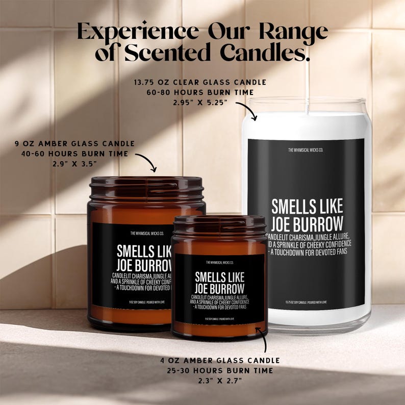 Smells Like Joe Burrow Candle, Cincinnati Gift, Game Day Gift For Men, Back To School Gifts For Him, Soy Wax Scented Candle,Gift For Husband image 3