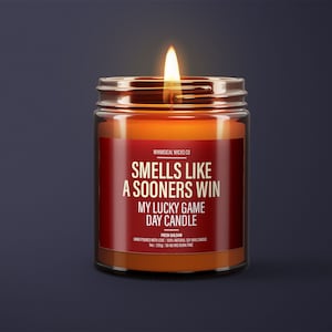 Smells Like A Sooners Win Candle | Unique Gift Idea | Oklahoma Sooners Candle | College Football Candle | Game Day Decor | Sport Candle