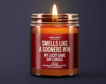 Smells Like A Sooners Win Candle | Unique Gift Idea | Oklahoma Sooners Candle | College Football Candle | Game Day Decor | Sport Candle