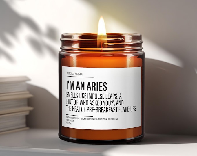 I am an Aries Candle, Aries Gift, Funny Aries Candle, Aries Birthday Gift, Zodiac Sign Candle, Astrology Candle, Essential Oil Soy Wax