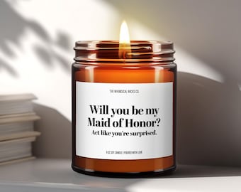 Maid Of Honor Proposal Candle, Funny Wedding Gift, Scented Candles, Unique Gift For Her, Wedding Decor, Personalized Gift For Friend
