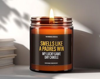 Smells Like A Padres Win Candle ~ Unique Lucky Game Day Gift ~ Soy Wax Scented Candles for Sports Fan Decor