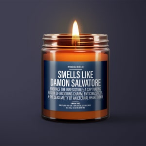 Smells Like Damon Salvatore Candle | Unique Gift Idea | Vampire Diaries | Fandom Gift | Mystic Falls Aroma | Supernatural Candle