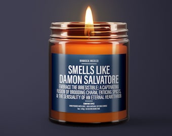 Smells Like Damon Salvatore Candle | Unique Gift Idea | Vampire Diaries | Fandom Gift | Mystic Falls Aroma | Supernatural Candle