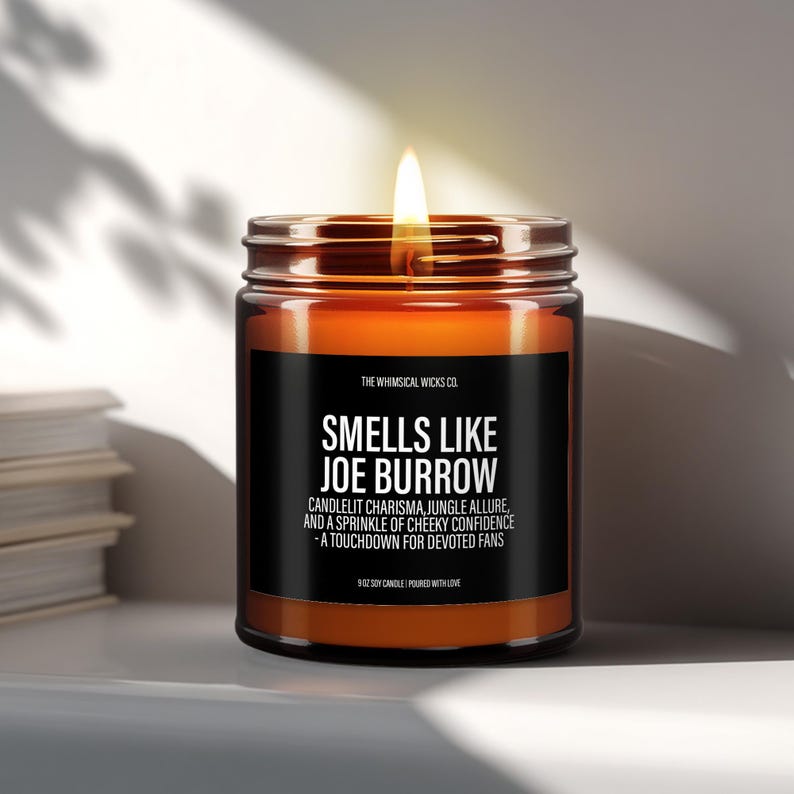 Smells Like Joe Burrow Candle, Cincinnati Gift, Game Day Gift For Men, Back To School Gifts For Him, Soy Wax Scented Candle,Gift For Husband image 1