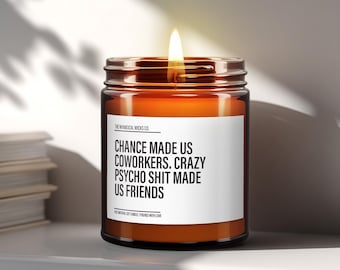 Chance Made Us Coworkers, Crazy Psycho Sh*t Made Us Friends, Coworker Candle, Funny Candles Gifts, Coworker Gifts, Work Bestie Gift
