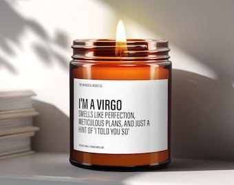 Funny Virgo Candle, Virgo Birthday Gift, Virgo Scented Candle, Zodiac Gifts, Virgo Gifts, Soy Wax Candles, Aroma Candles, Self Care Gift