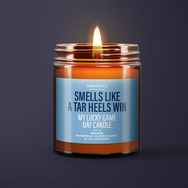 Smells Like A Tar Heels Win Candle | UNC Game | College Basketball Candle | UNC Chapel Hill Candle | Game Day Decor | Sport Themed Candle