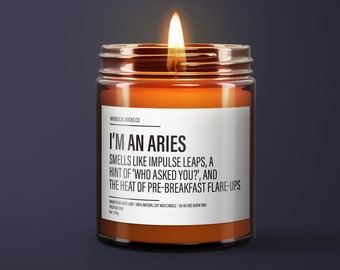 Funny Aries Candle | Aries Birthday Gift | Aries Star Sign Candle | BFF Gift | Zodiac Gift Candle | Essential Oil Soy Wax Candle