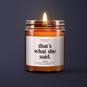 That&#39;s What She Said Soy Wax Candle | Funny Quote Candle | Pop Culture Gift | Cheer Up Gift | Office Humor | Bestie Gift | TV Fan Gift