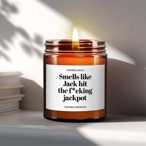 Smells Like [Custom Name] Hit the Jackpot Candle, Personalized Gifts, Funny Wedding Candles, Vegas Wedding Favors, Custom Engagement Gifts