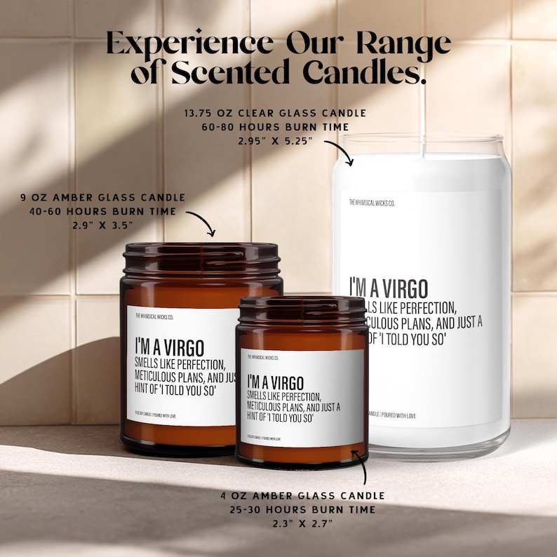 Funny Virgo Candle, Virgo Birthday Gift, Virgo Scented Candle, Zodiac Gifts, Virgo Gifts, Soy Wax Candles, Aroma Candles, Self Care Gift image 3