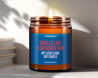 Smells Like A Dodgers Win Candle, LA Dodgers Gift For Fans, Handmade Scented Candles, Birthday Gift, Home Gift For Him,Soy Wax Aroma Candle