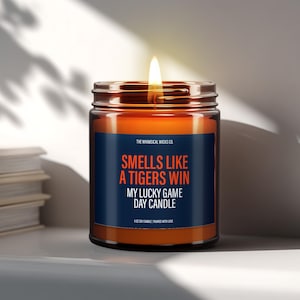 Smells Like A Tigers Win Candle | Unique Gift Idea | Tigers Candle | Lucky Charm Candle | Game Day Decor | Baseball Themed Aroma