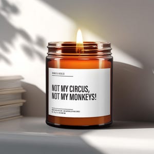Not My Circus Candle | Stress Relief Scent | Humorous Decor | Monkey-Free Zone | Relaxing Aroma | Fun Office Gift | Sassy Candle