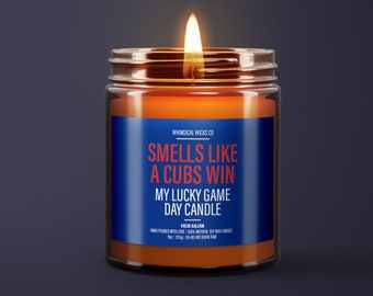 Smells Like A Cubs Win Candle | Unique Gift Idea | MLB Baseball Candle | Chicago Cubs Gift | Trendy Game Day Decor | Fan Sport Themed Candle