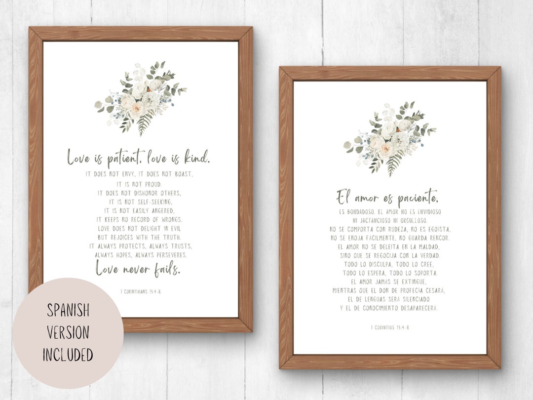1 Corinthians 13:4-8 Floral Bible Verse Wall Art (digital Download) - Etsy