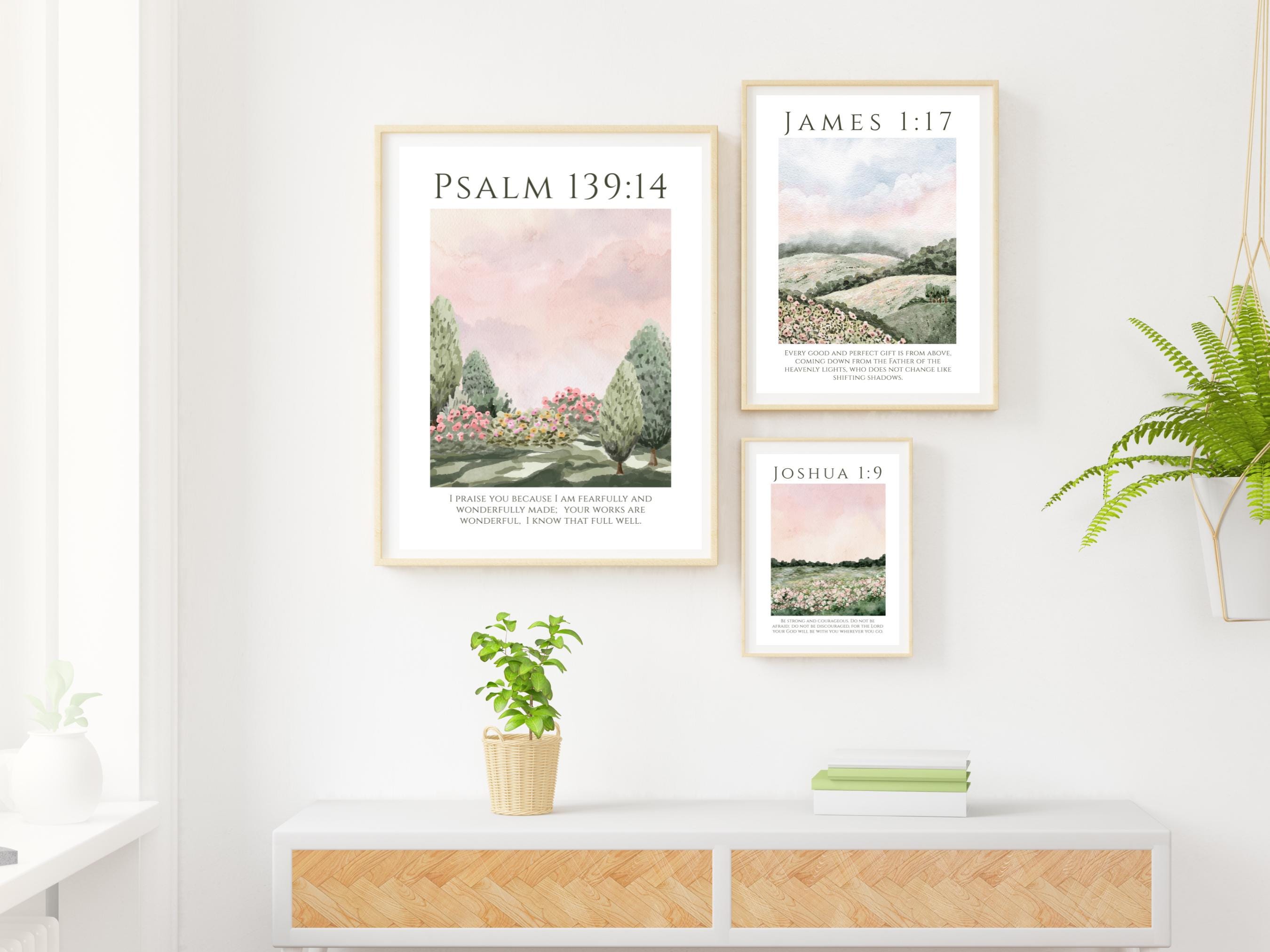 Pink Floral Christian Nursery Decor: Bible Verse Art (set of 3 ...
