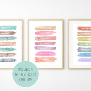 Positive Affirmations Poster: Watercolor Rainbow Print (Digital Download)