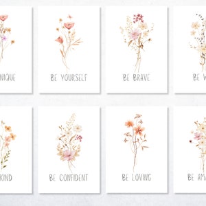 Watercolor Wildflower Positive Affirmations Art Prints: Nursery Decor (Digital Download)
