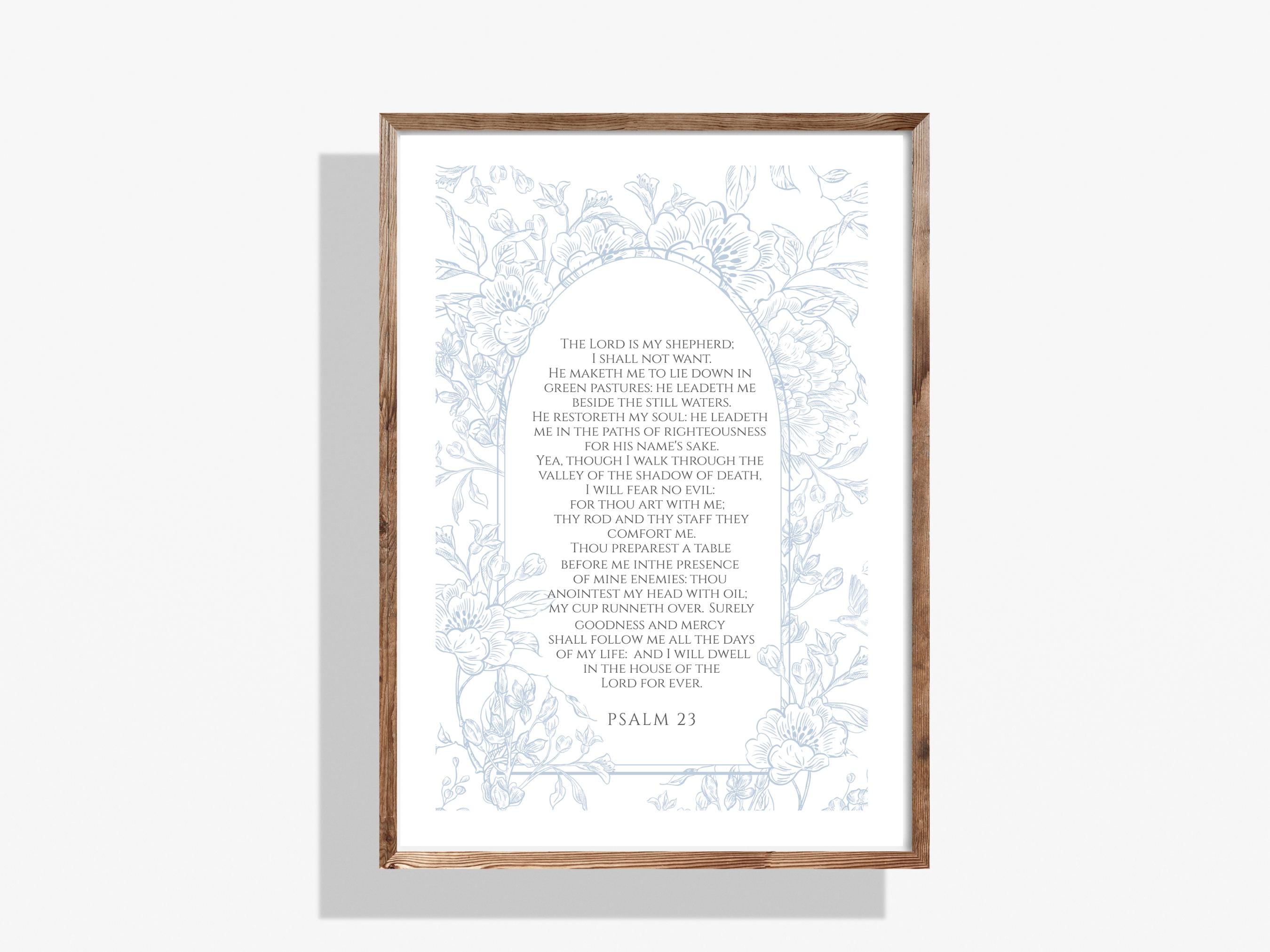 Psalm 23 Floral Scripture Wall Art | Christian Home Decor (digital ...