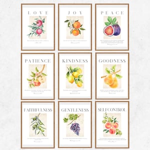 Fruit of the Spirit Watercolor Print Set: Christian Home Decor (Digital Download)